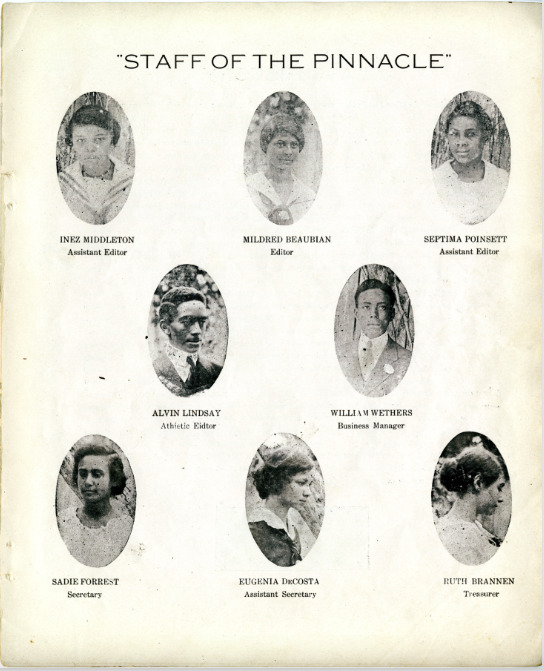 Septima Poinsette with Avery yearbook staff, 1916