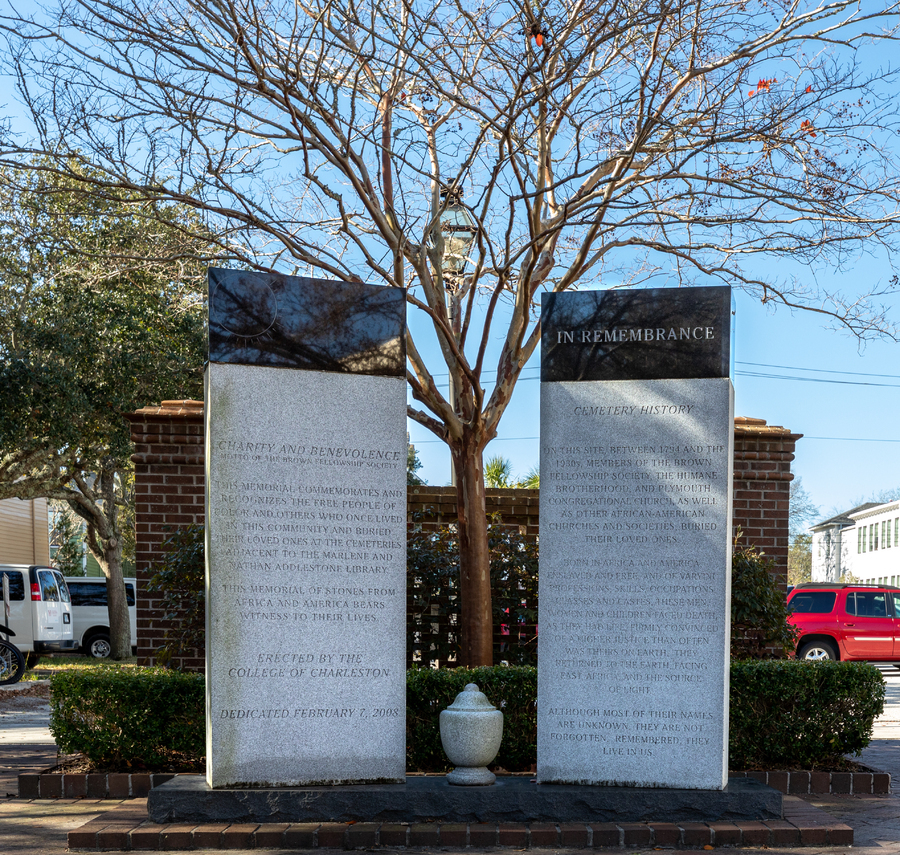 Memorial markers for the Brown Fellowship Society and Macphelah cemeteries, Rivers Green.