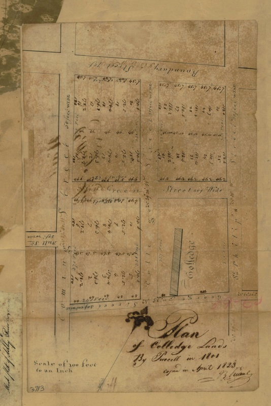 "Plan of Colledge Lands by Purcell, 1801"