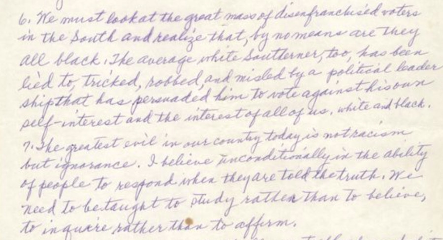 Handwritten essay for speech to Antioch College 