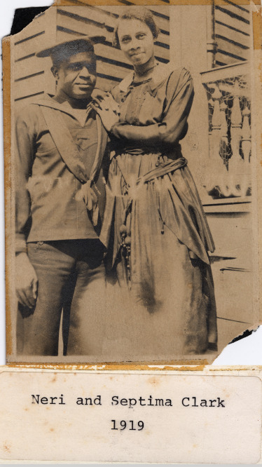 Nerie and Septima Clark 1919 photograph in Septima P. Clark scrapbook.