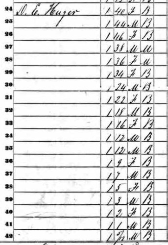 Slave schedule of Daniel Huger, 1850