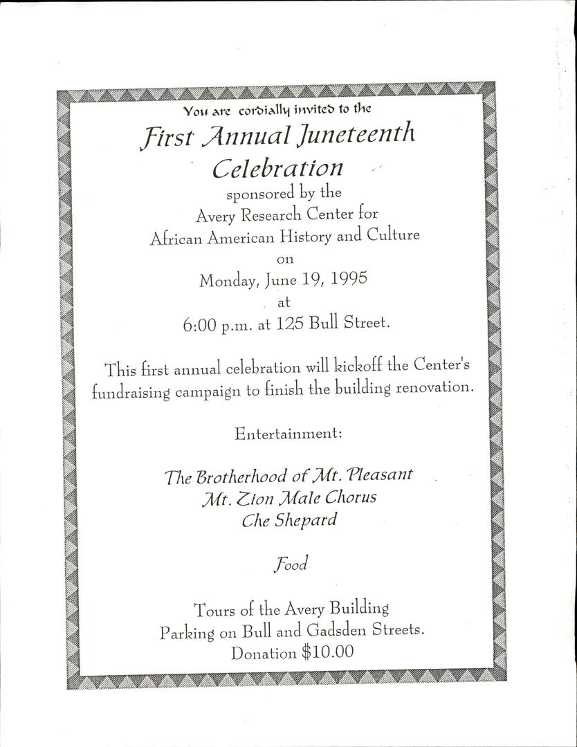 Flyer for Juneteenth program at the Avery Research Center